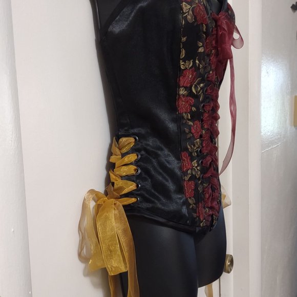 May Faire Moon Over Bust Boned Corset Custom Corset Goth Corset Rose Embroidered - Picture 7 of 15